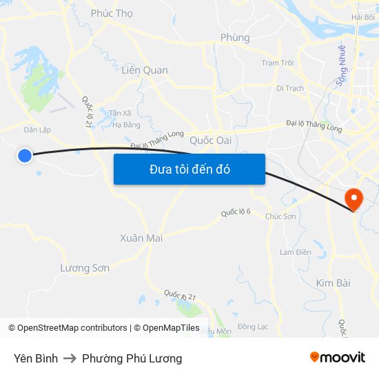 Yên Bình to Phường Phú Lương map