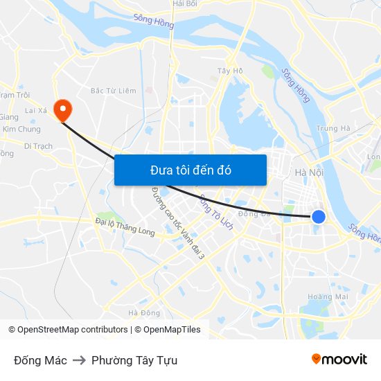 Đống Mác to Phường Tây Tựu map