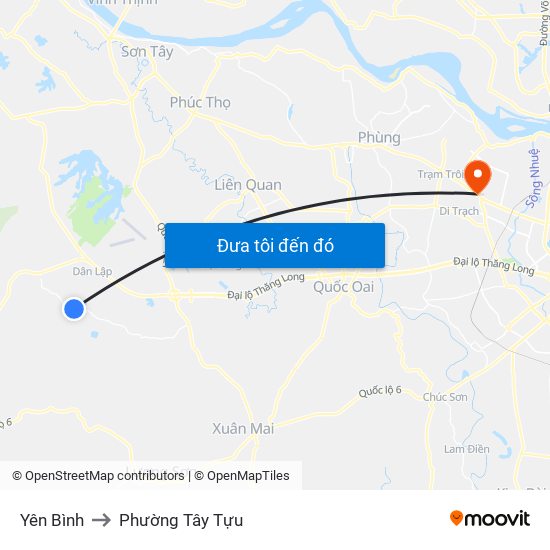 Yên Bình to Phường Tây Tựu map