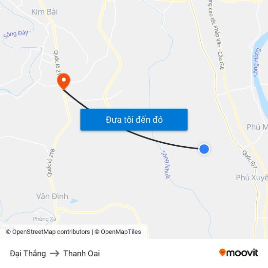 Đại Thắng to Thanh Oai map