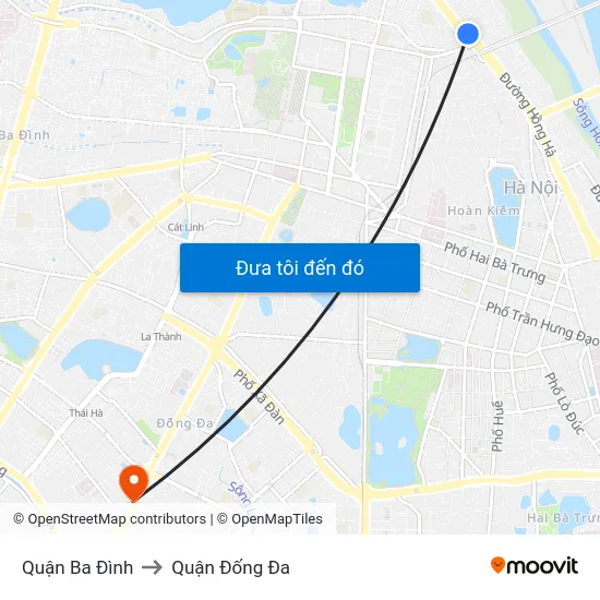Quận Ba Đình to Quận Đống Đa map