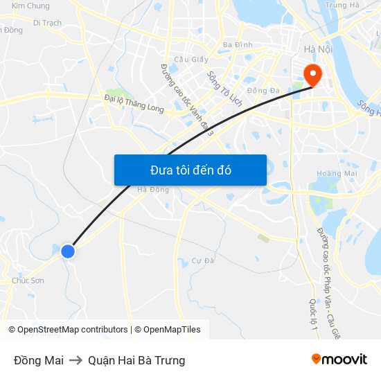 Đồng Mai to Quận Hai Bà Trưng map