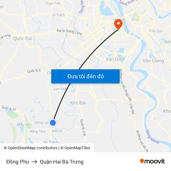 Đồng Phú to Quận Hai Bà Trưng map