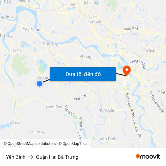 Yên Bình to Quận Hai Bà Trưng map