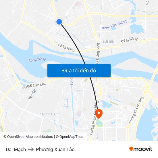 Đại Mạch to Phường Xuân Tảo map