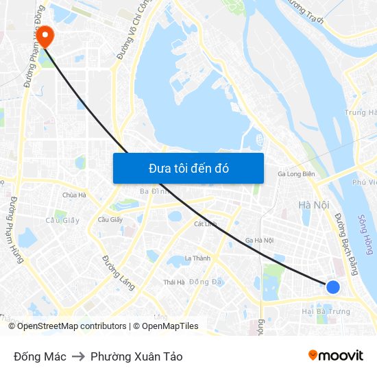 Đống Mác to Phường Xuân Tảo map