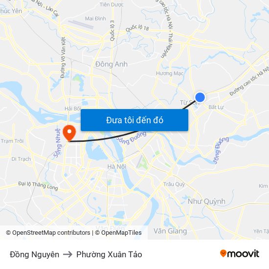 Đồng Nguyên to Phường Xuân Tảo map