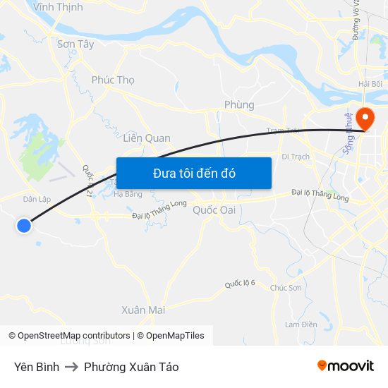 Yên Bình to Phường Xuân Tảo map