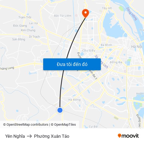 Yên Nghĩa to Phường Xuân Tảo map