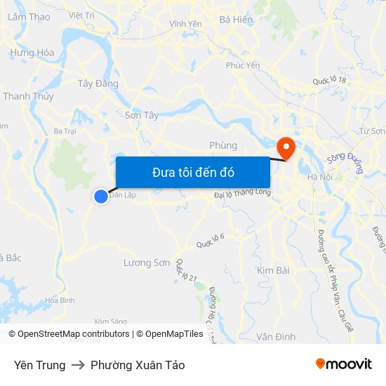Yên Trung to Phường Xuân Tảo map