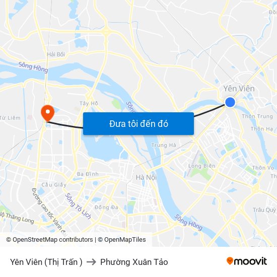 Yên Viên (Thị Trấn ) to Phường Xuân Tảo map
