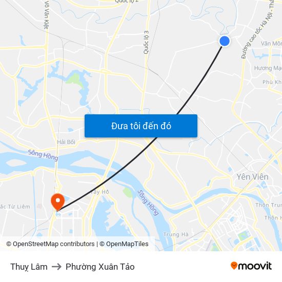 Thuỵ Lâm to Phường Xuân Tảo map