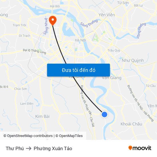 Thư Phú to Phường Xuân Tảo map