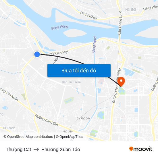 Thượng Cát to Phường Xuân Tảo map