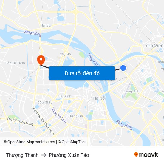 Thượng Thanh to Phường Xuân Tảo map