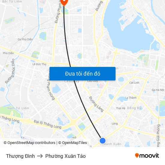 Thượng Đình to Phường Xuân Tảo map