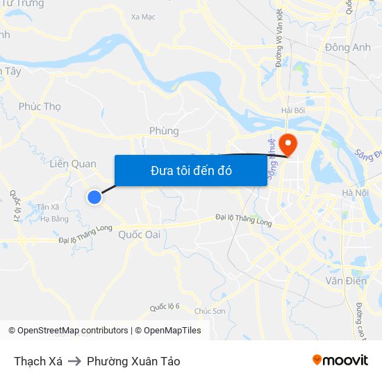 Thạch Xá to Phường Xuân Tảo map