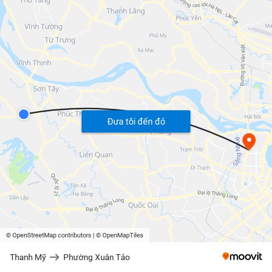 Thanh Mỹ to Phường Xuân Tảo map
