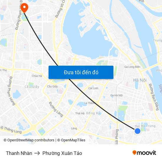 Thanh Nhàn to Phường Xuân Tảo map