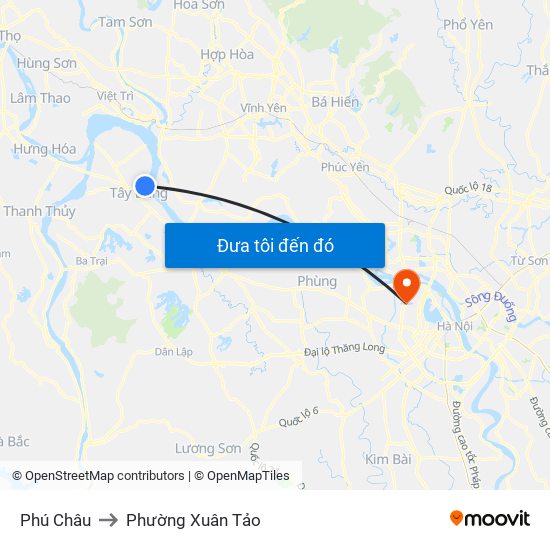 Phú Châu to Phường Xuân Tảo map