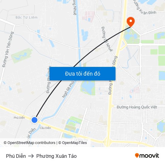 Phú Diễn to Phường Xuân Tảo map