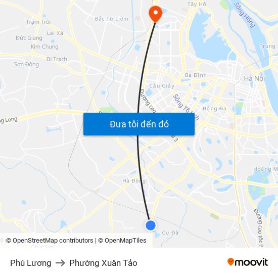 Phú Lương to Phường Xuân Tảo map