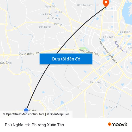 Phú Nghĩa to Phường Xuân Tảo map