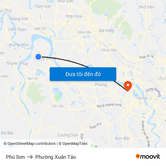 Phú Sơn to Phường Xuân Tảo map