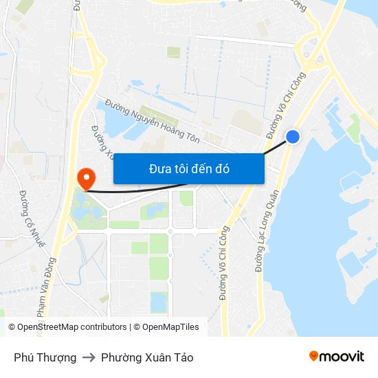 Phú Thượng to Phường Xuân Tảo map