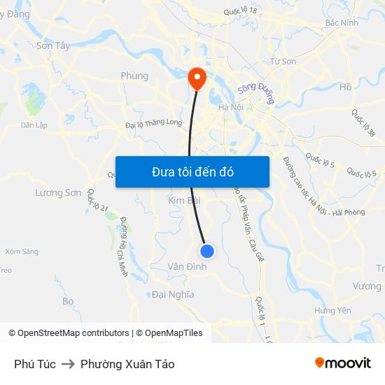 Phú Túc to Phường Xuân Tảo map