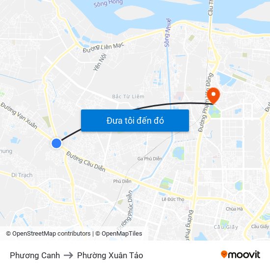 Phương Canh to Phường Xuân Tảo map