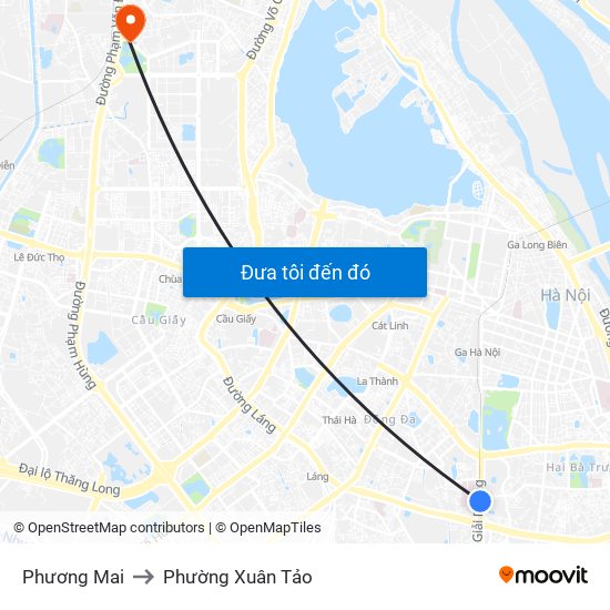 Phương Mai to Phường Xuân Tảo map