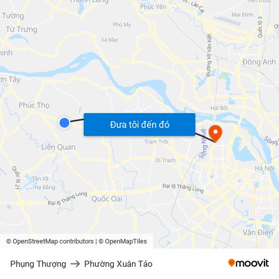 Phụng Thượng to Phường Xuân Tảo map