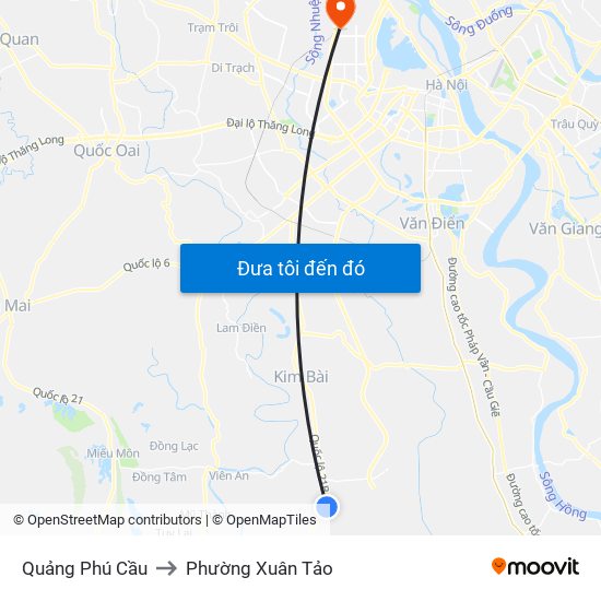 Quảng Phú Cầu to Phường Xuân Tảo map