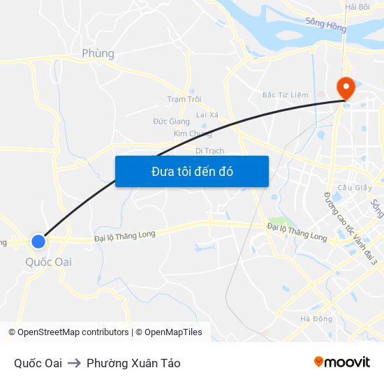 Quốc Oai to Phường Xuân Tảo map