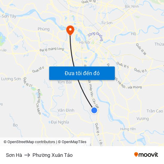 Sơn Hà to Phường Xuân Tảo map