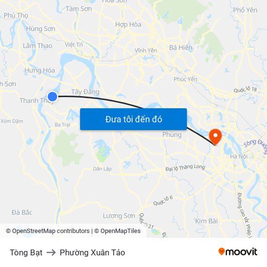 Tòng Bạt to Phường Xuân Tảo map