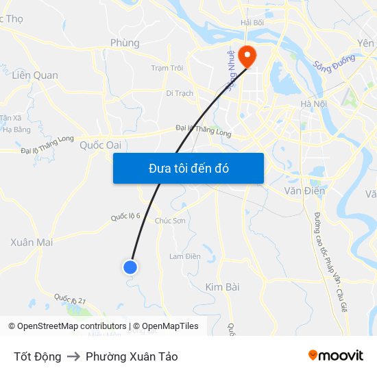 Tốt Động to Phường Xuân Tảo map