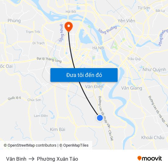 Văn Bình to Phường Xuân Tảo map