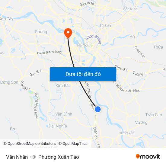 Văn Nhân to Phường Xuân Tảo map