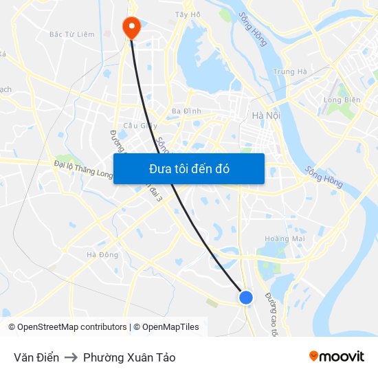 Văn Điển to Phường Xuân Tảo map