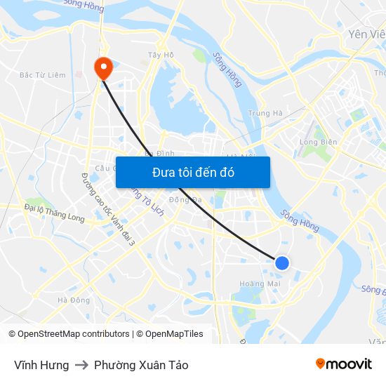 Vĩnh Hưng to Phường Xuân Tảo map