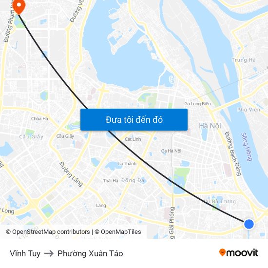 Vĩnh Tuy to Phường Xuân Tảo map