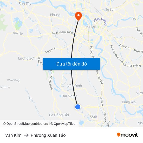 Vạn Kim to Phường Xuân Tảo map