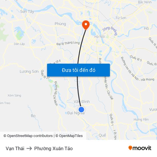 Vạn Thái to Phường Xuân Tảo map