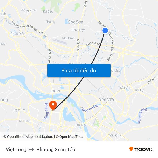 Việt Long to Phường Xuân Tảo map