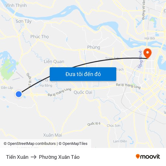 Tiến Xuân to Phường Xuân Tảo map