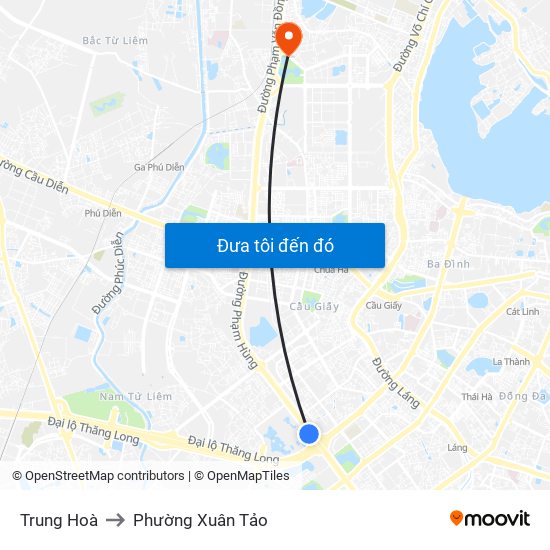 Trung Hoà to Phường Xuân Tảo map