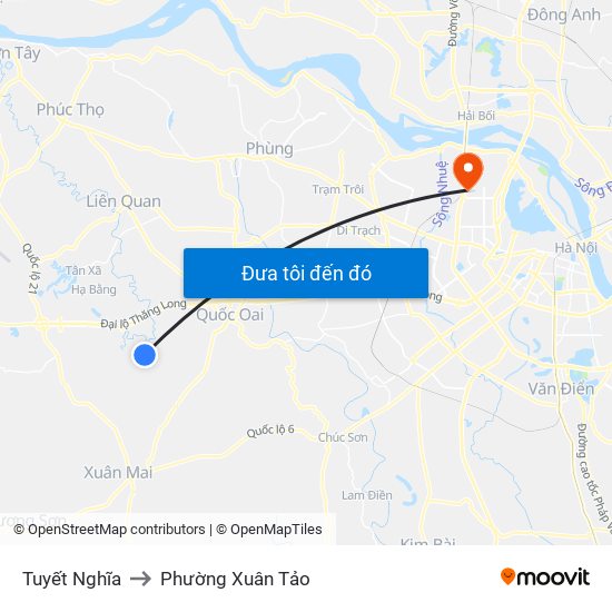 Tuyết Nghĩa to Phường Xuân Tảo map