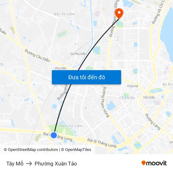 Tây Mỗ to Phường Xuân Tảo map